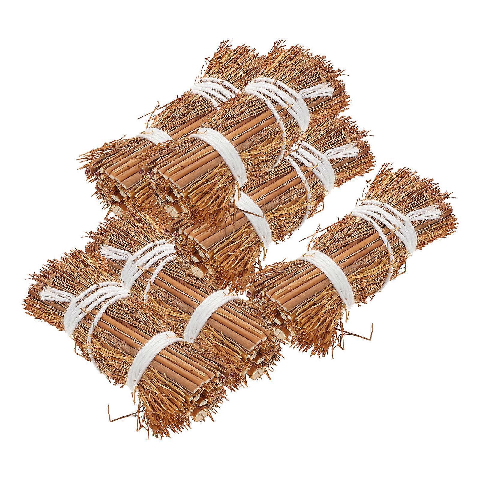 Mini Haystack Decorations for Dollhouse 6Pcs Handcrafted Hay Bales Light Brown