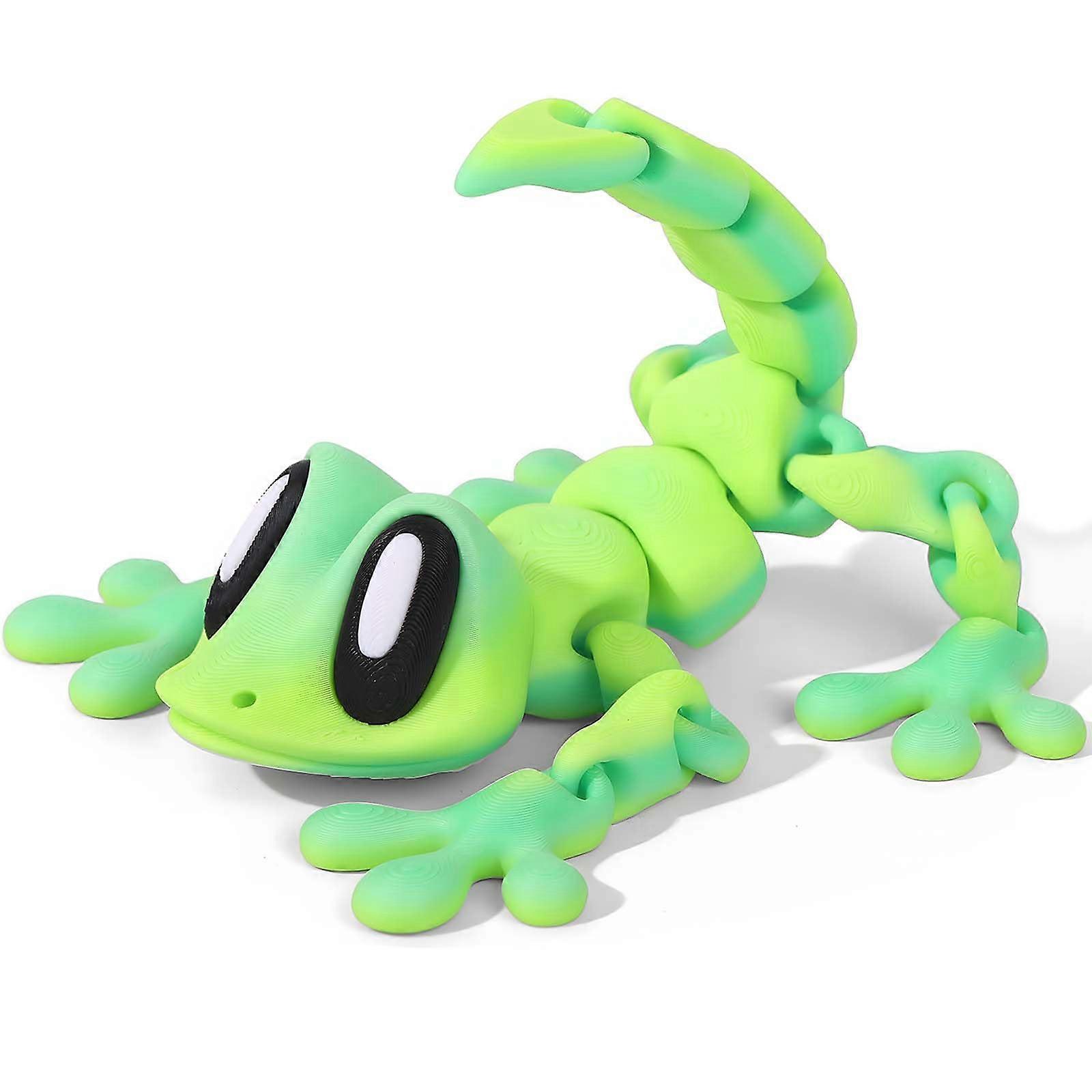 3D Printed Lizard Fridge Magnet, Flexible Posable Design for Kitchen Decor Locker Car Desk Green