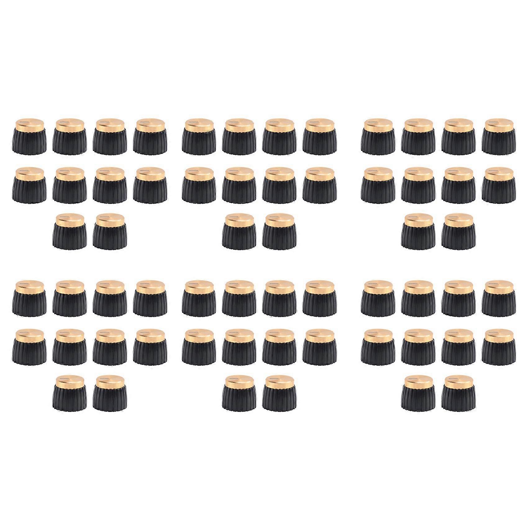 60X Guitar AMP Amplifier Knobs Push-On Black+Gold Cap for Marshall Amplifier