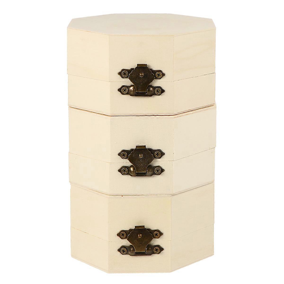 Retro Storage Box Vintage Container Gift Box Packaging Simple Design 3Pcs Beige