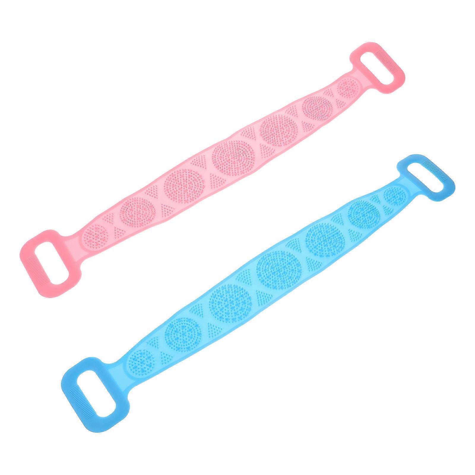 Shower Towel Silicone Back Pulling Belt for Body Cleaning 2Pcs