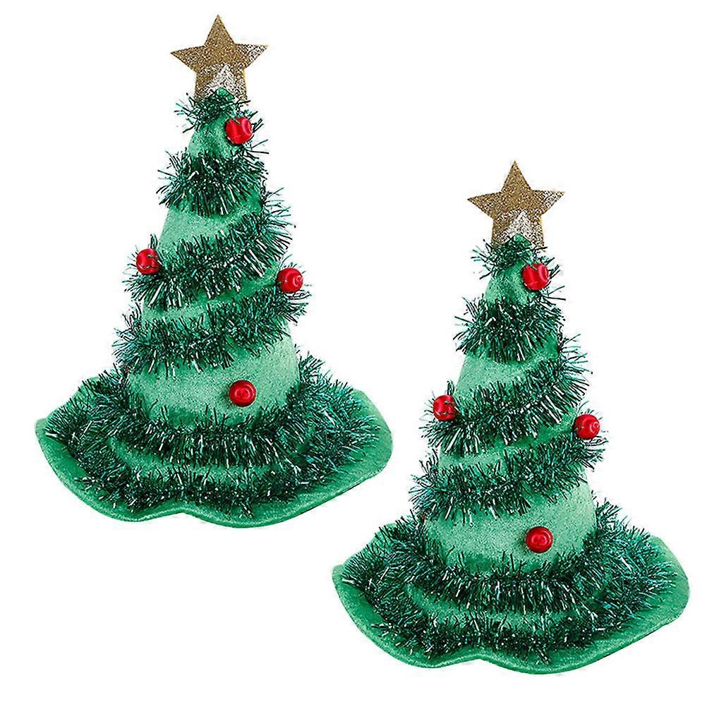 Xmas Hat Christmas Tree-Shape Hat for Decoration 2Pcs Performance