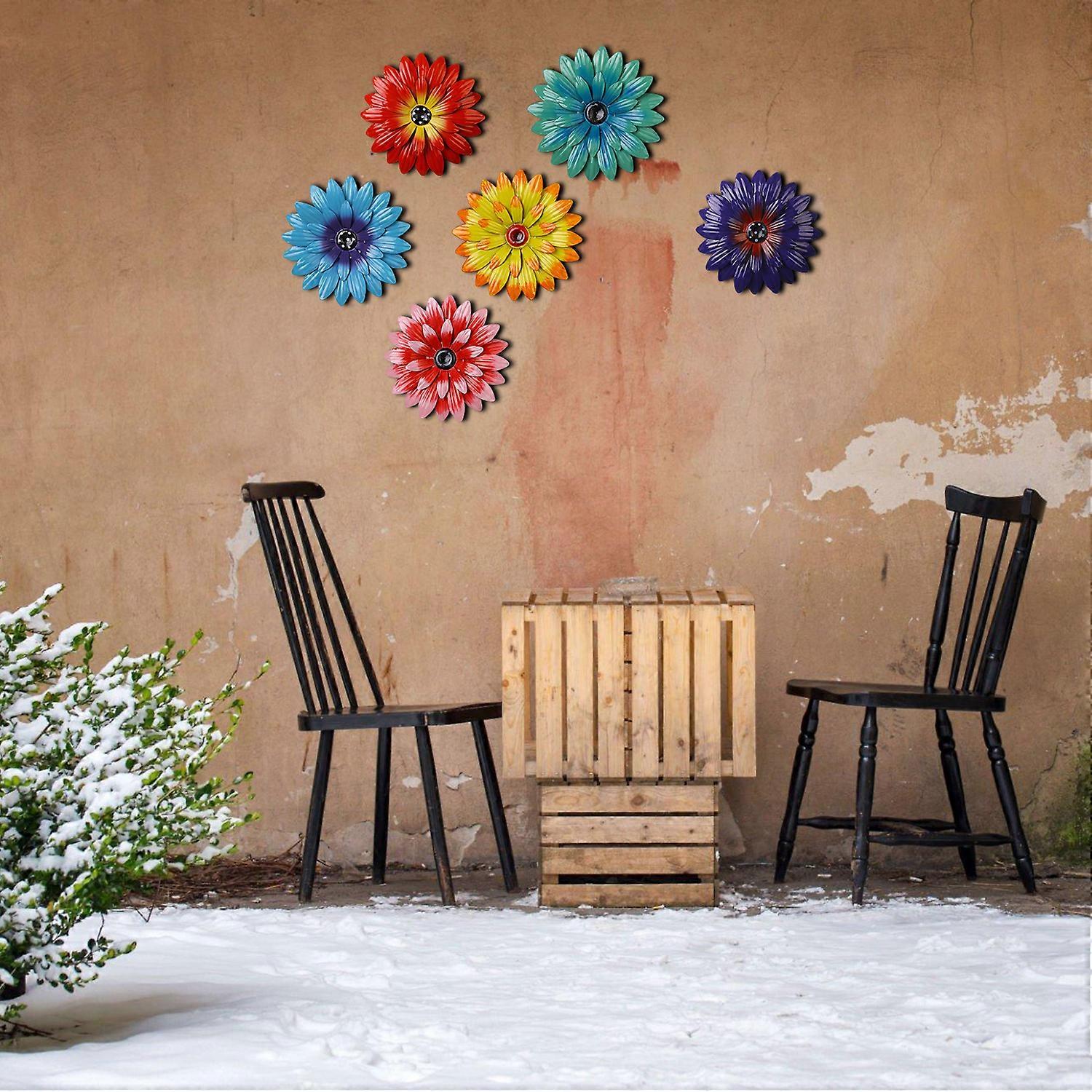Wrought iron sunflower wall decorations, 6 pieces per pack