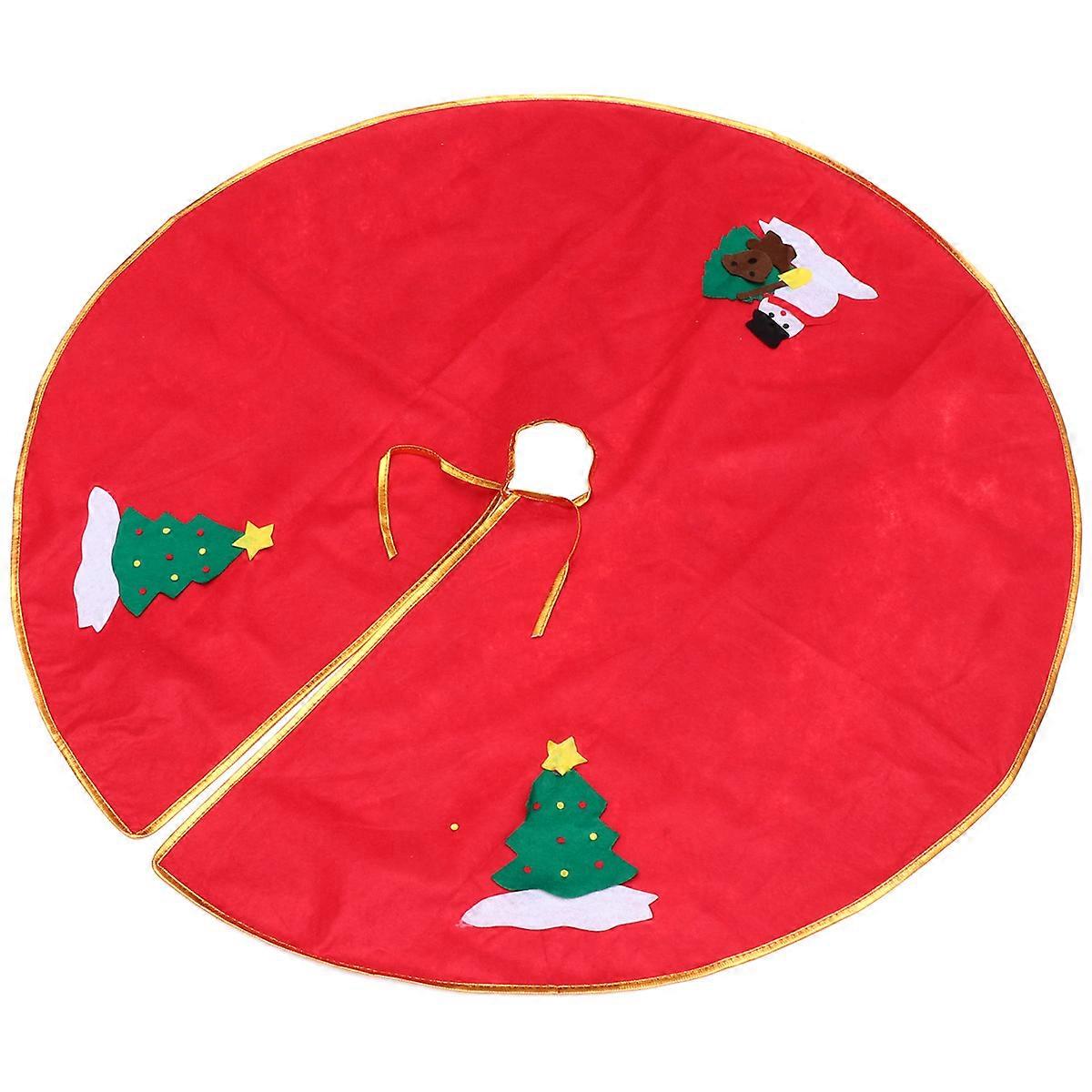 Tree Gift Mat Christmas Tree Accessory Red Golden Edge 90cm 1Set