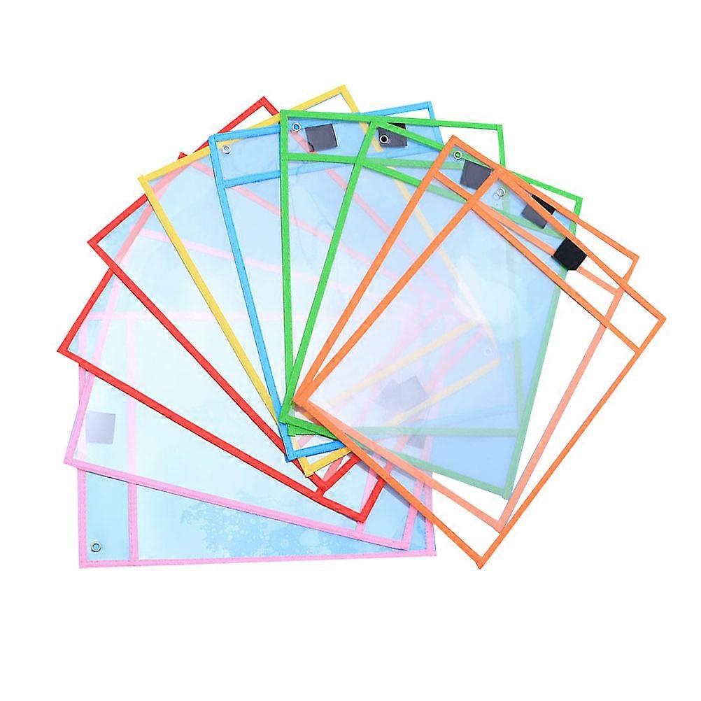 8Pcs File Pockets Multipurpose Document Pouches Dry Erase Pocket