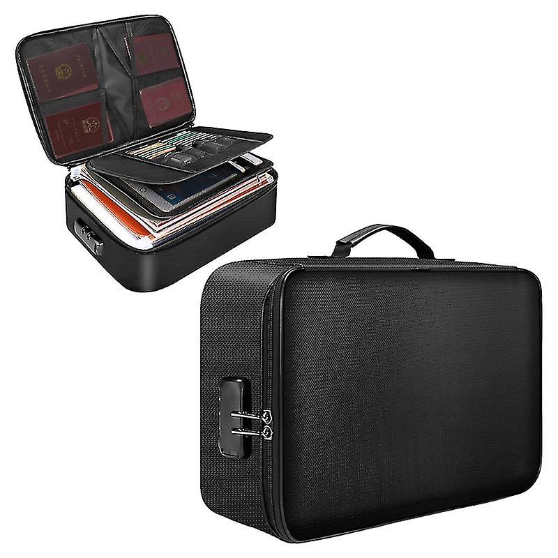 Document Organizer Bag 4-layer Large Space Fireproof Water-resistant Zipper File Storage Case With Lock Gifts Portable Travel Home Use