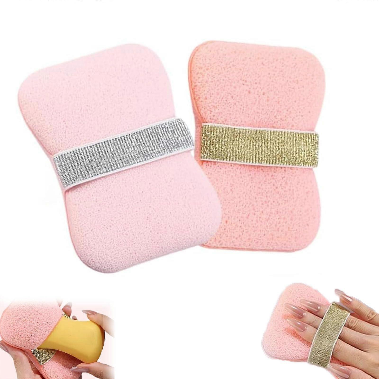 2PCS DualSided Exfoliating Soap Saver Bag with Hanging Loop for Gentle and Deep Cleaning Pink