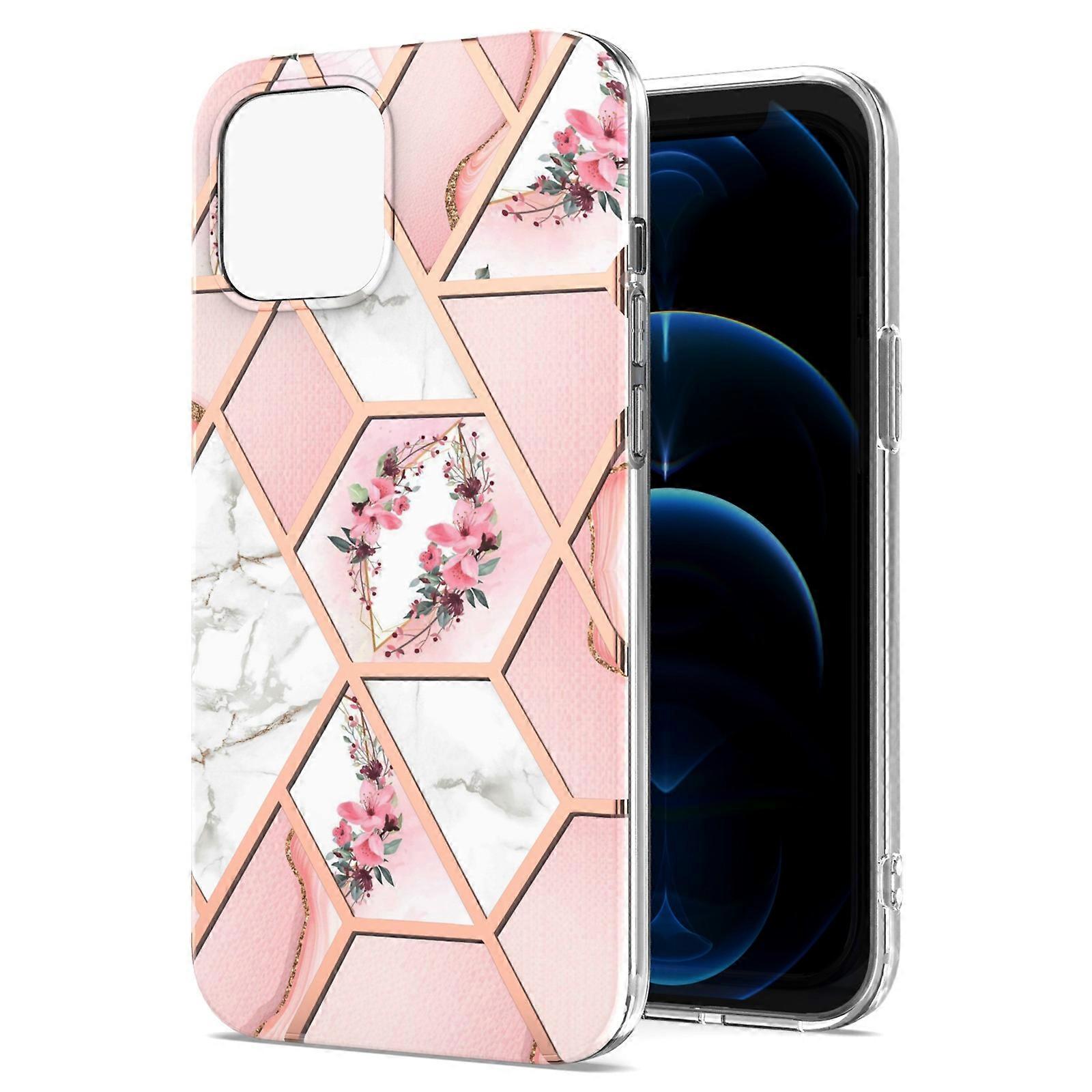 Marble Pattern Design IMD Slim Shockproof Flexible Electroplating TPU Cover Case for iPhone 13