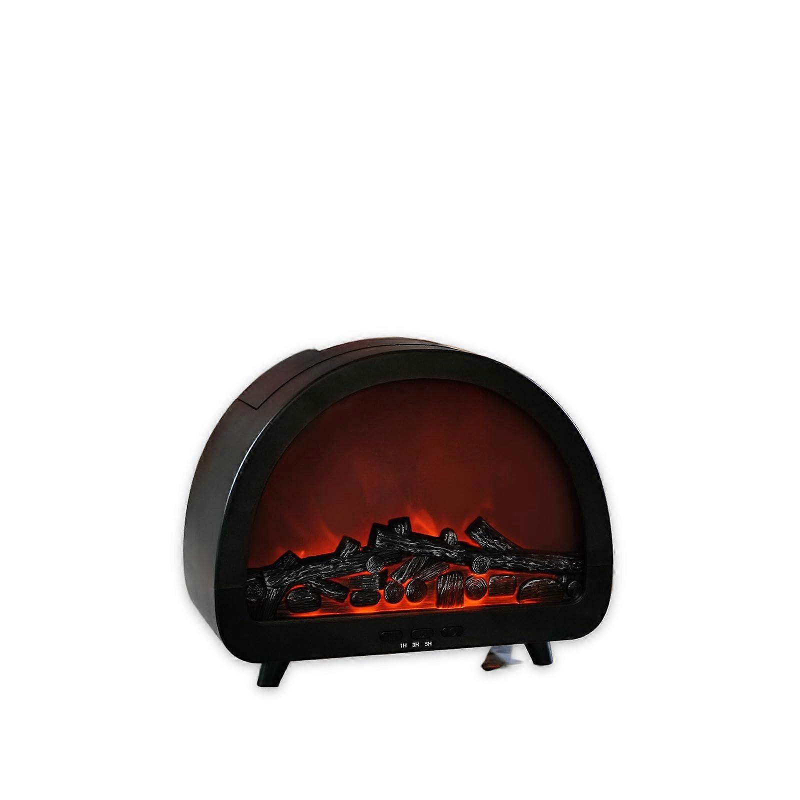 Flame Effect Aroma Diffuser Ultrasonic Cool Mist Humidifier with LED Light for Bedroom Black