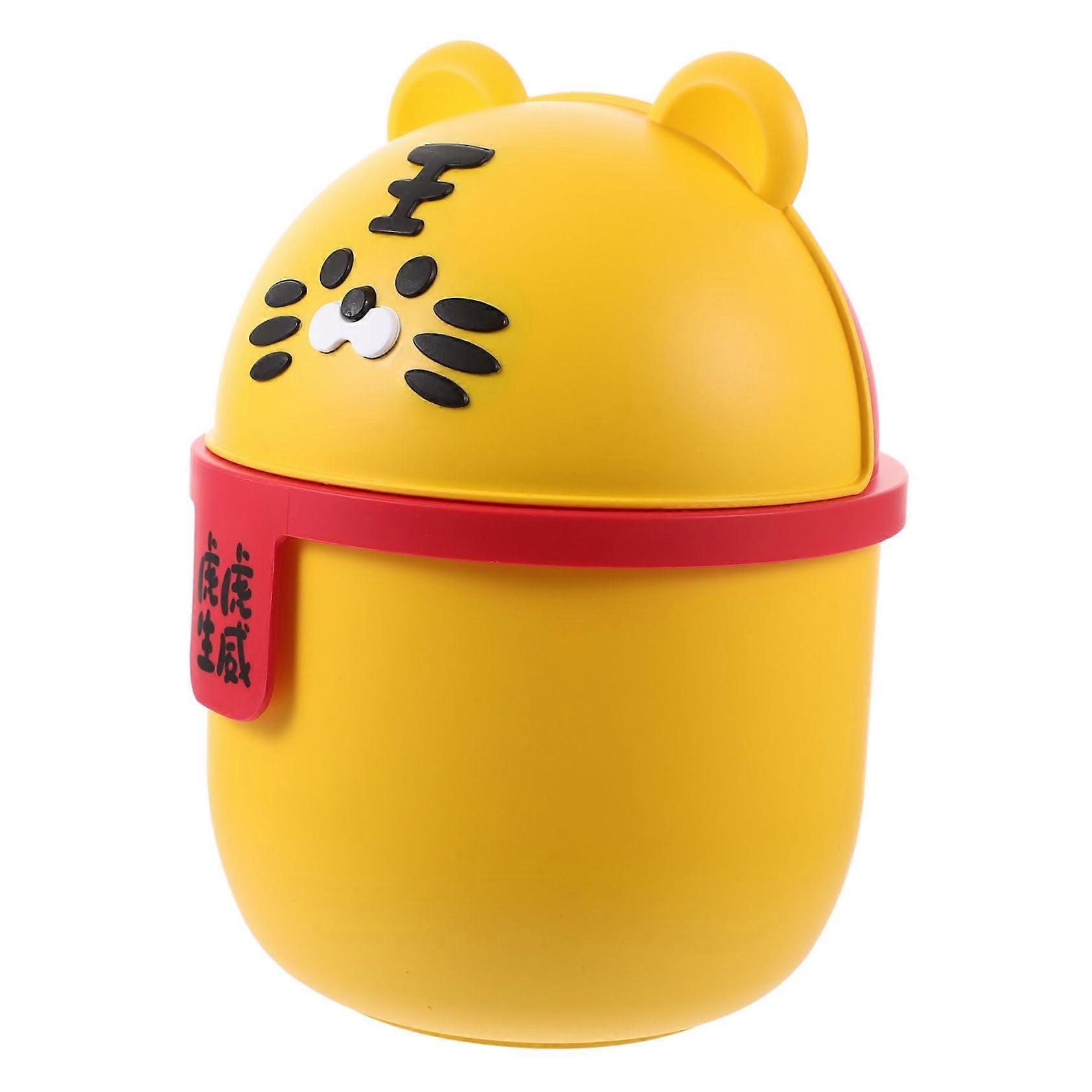 Cute Desktop Trash Can with Lid Mini Garbage Bin for Home Office Desk Use