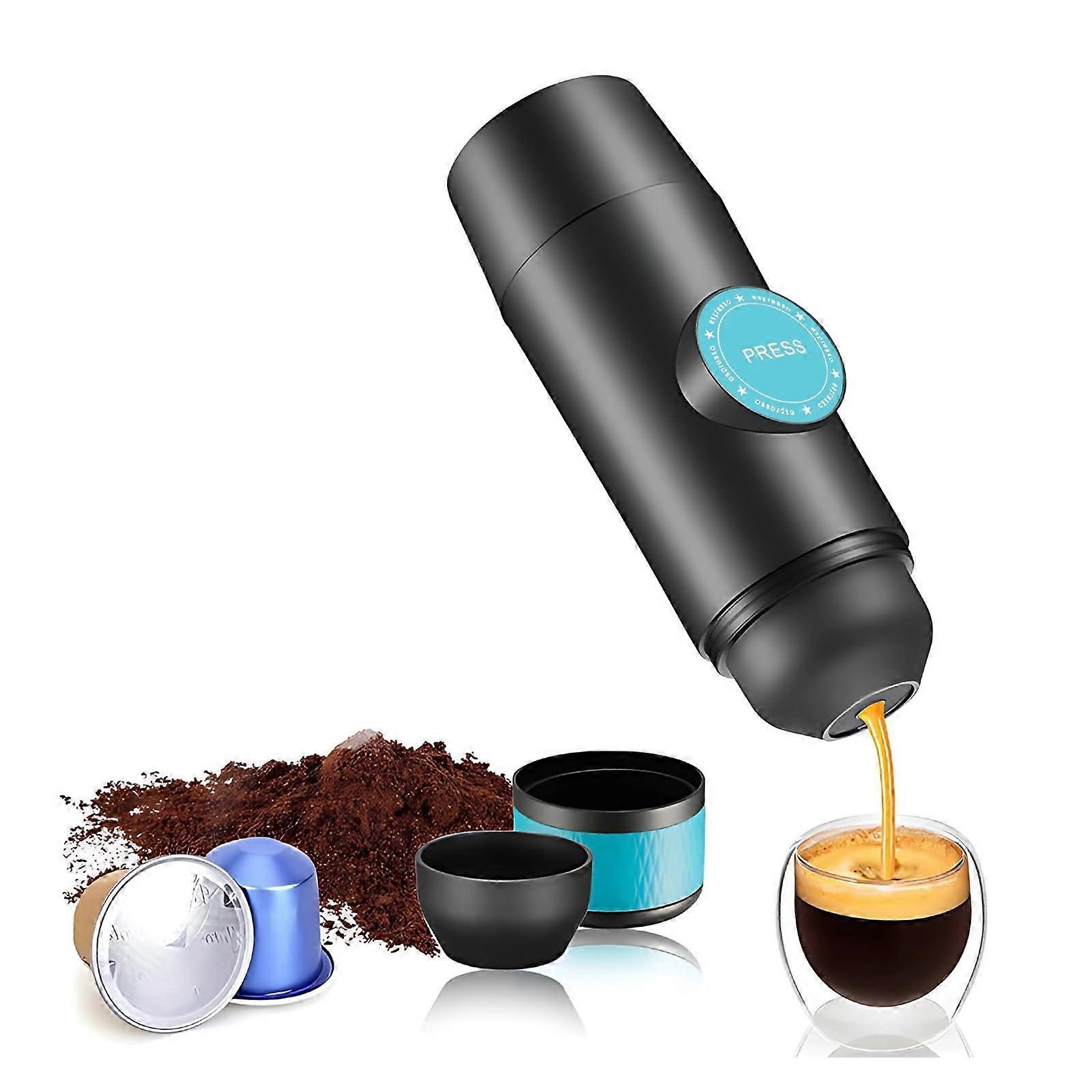Wireless Heating Portable Espresso Maker with Rechargeable Battery, Capsule and Powder Compatible