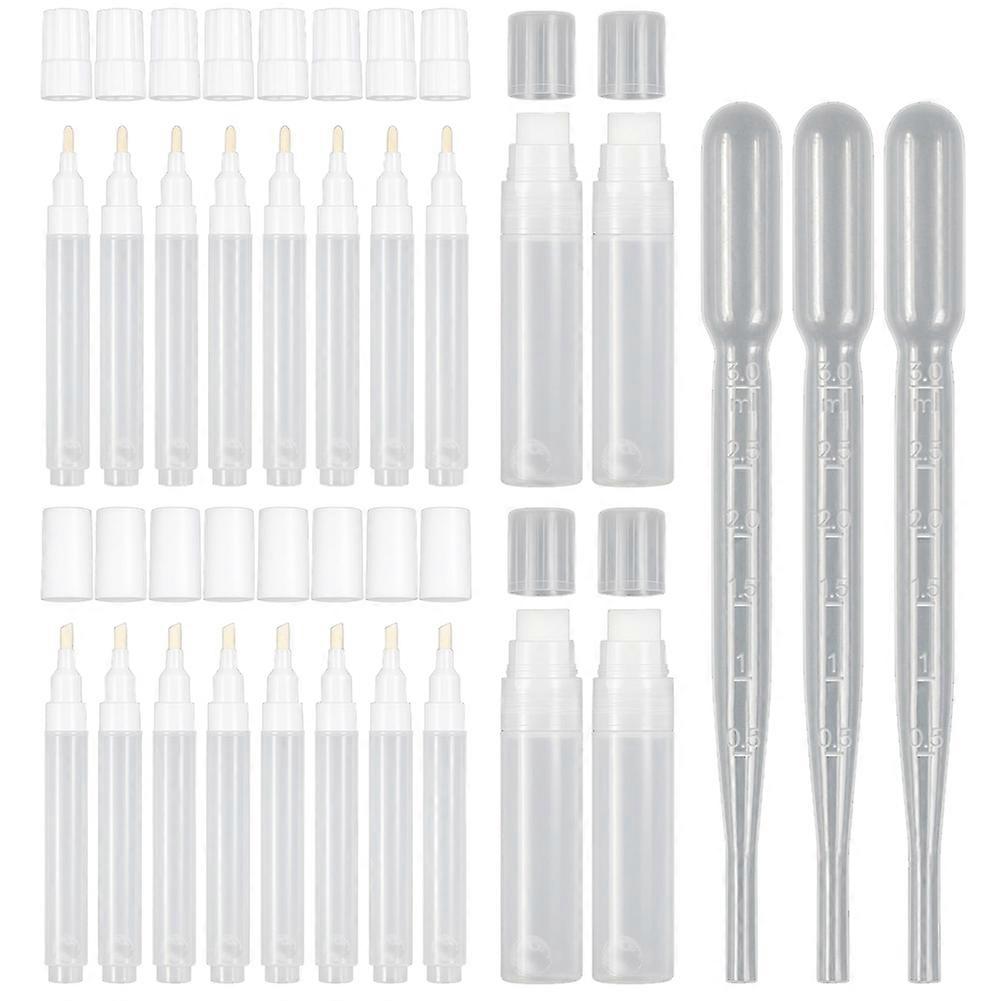 20 Pcs Refillable Acrylic Paint Markers, Empty Fillable Pen