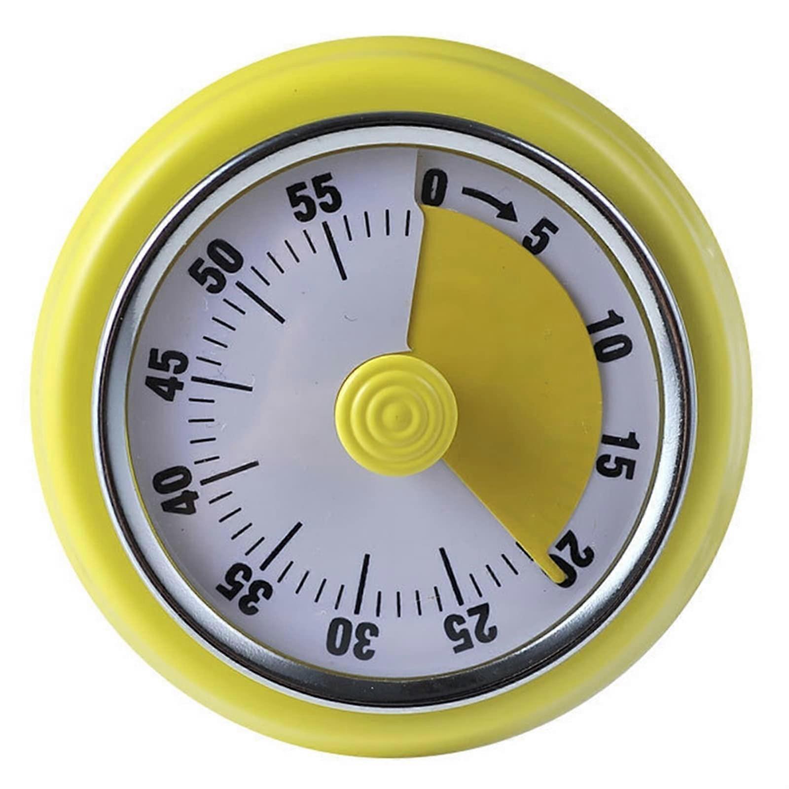 10pcs Yellow Stainless Steel Kitchen Timer with Magnet, Mechanical Countdown, Loud Alarm