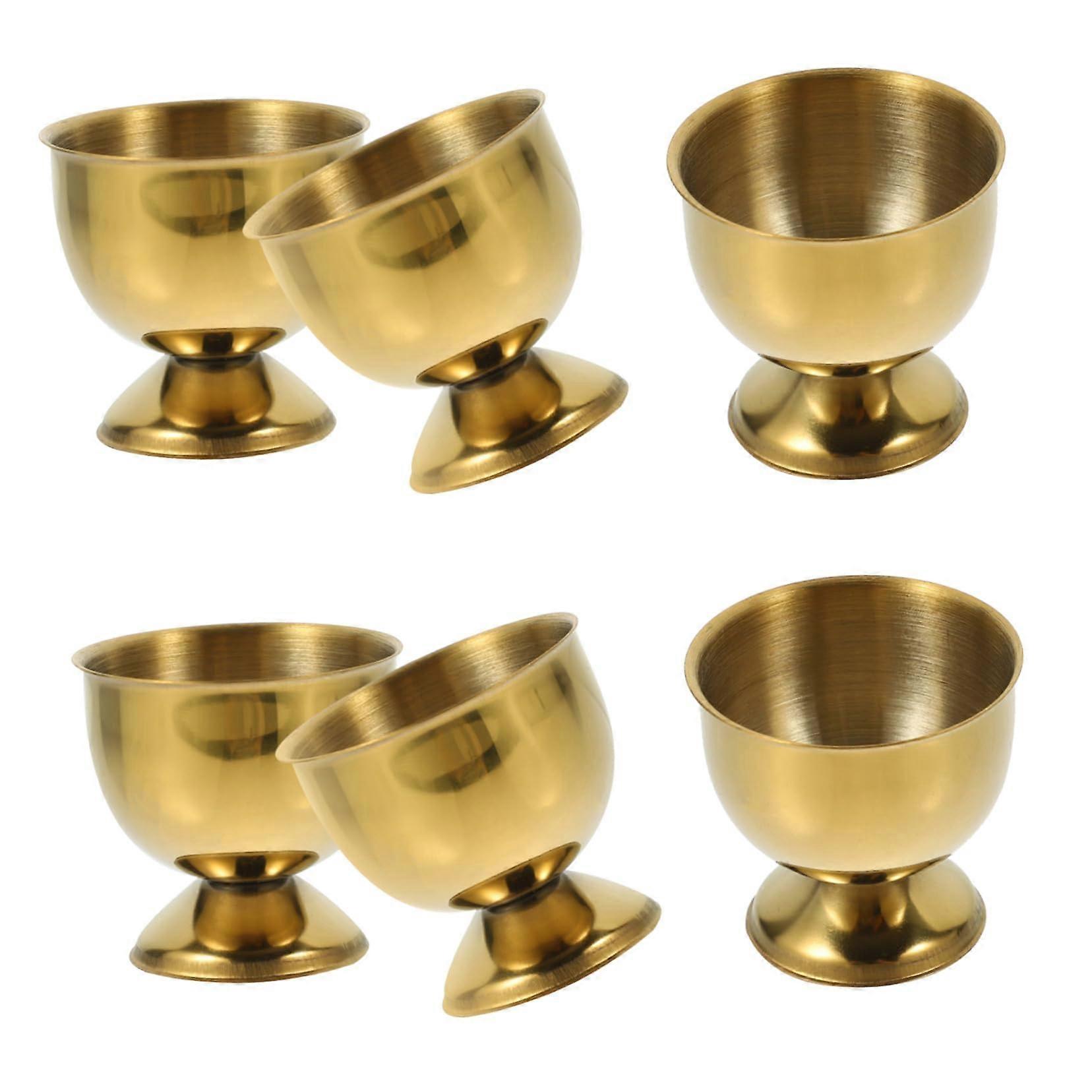 6Pcs Stainless Steel Egg Cup Holders Heat Resistant Flat Base for Kitchen Breakfast Serving