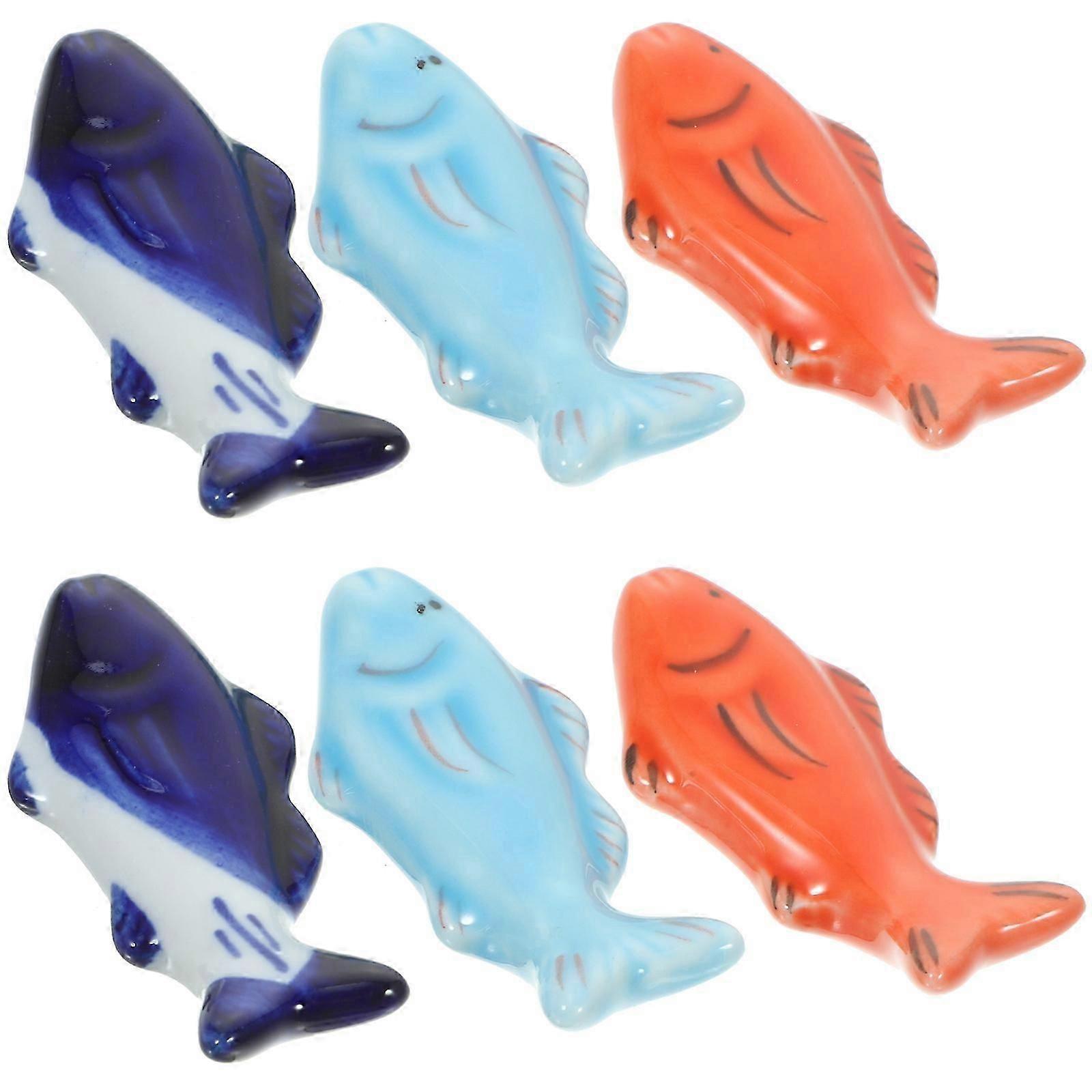 Fish Pattern Ceramic Chopstick Rest for Holding Chopsticks 12Pcs