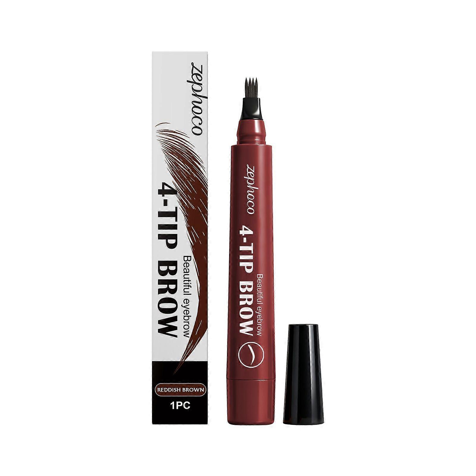 Zephoco Red Brown Quad Brow Pencil - Naturally Pigmented, Smooth For Everyday Makeup, Creates Defined And Sculpted Brows