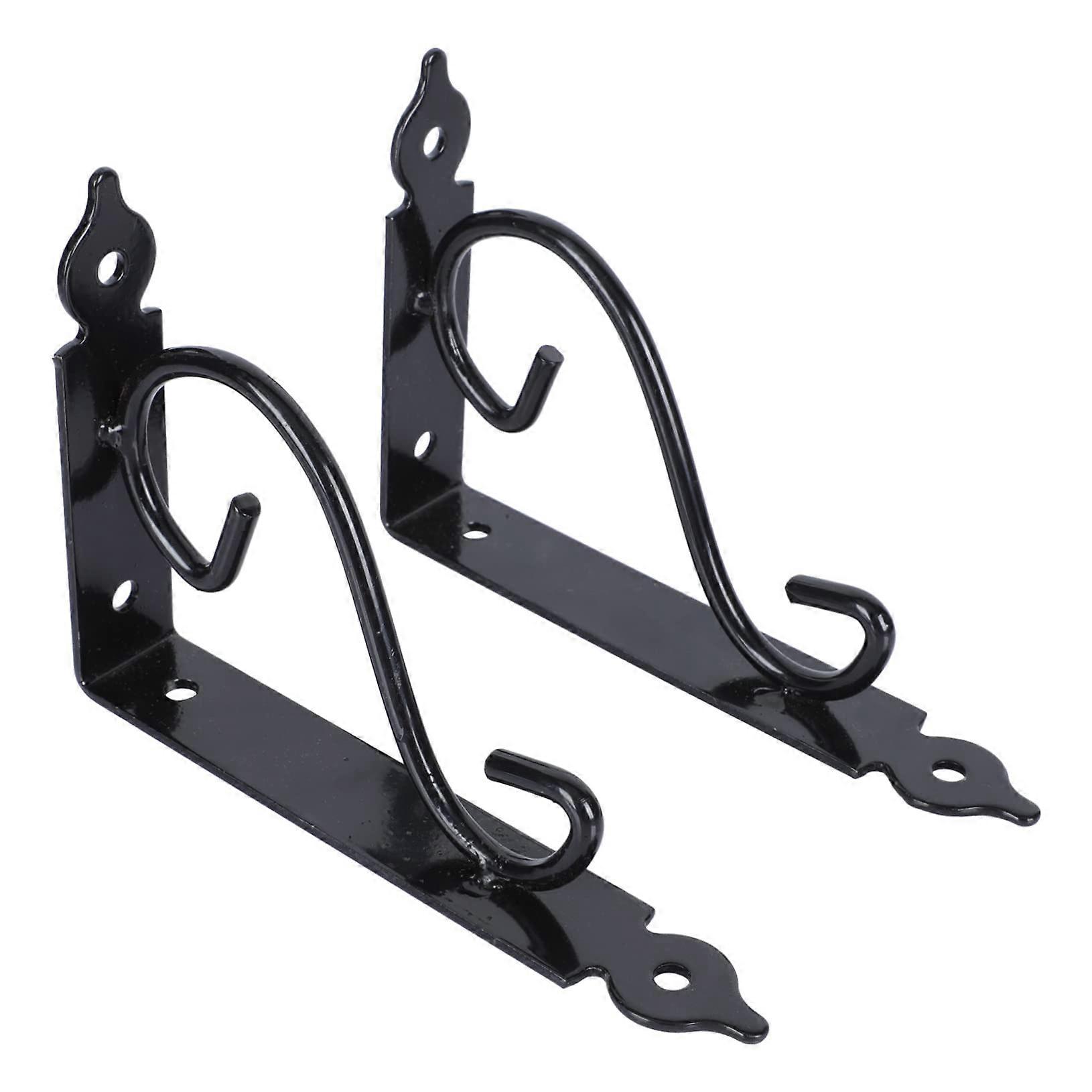 Heavy Duty Wall Shelf Brackets Rustic Black Triangle Metal Support for Floating Shelves 2pcs