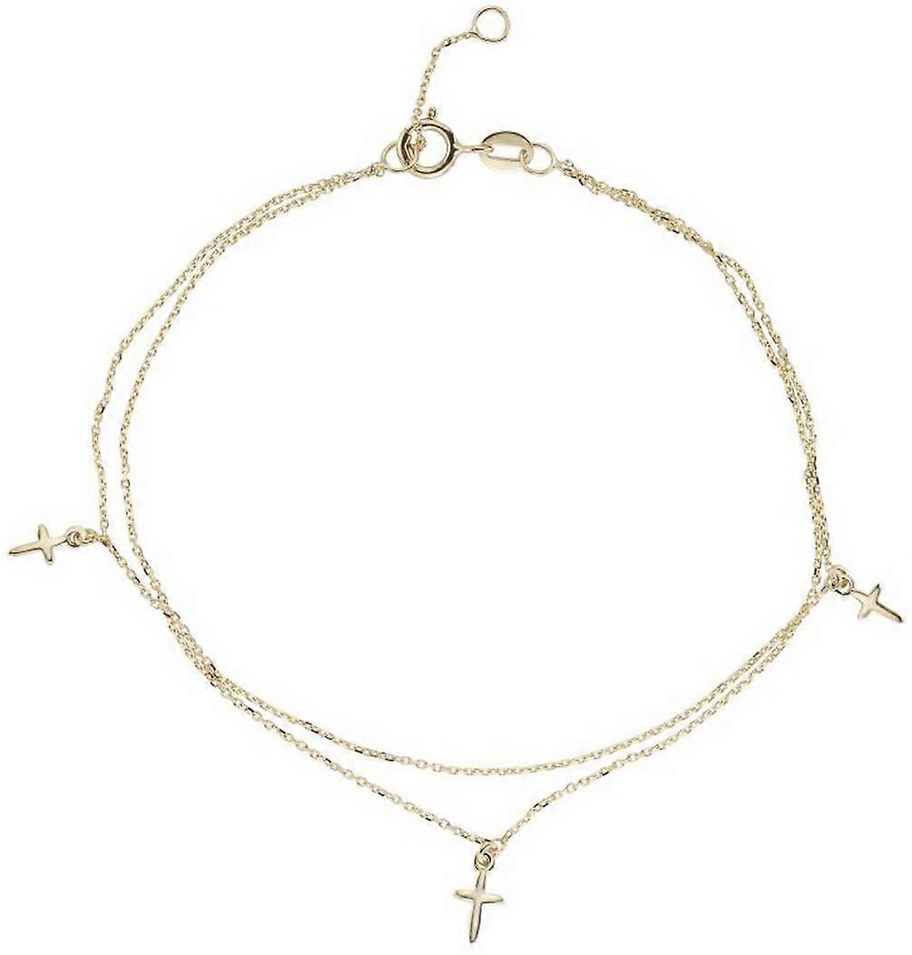 Mark Milton Double Chain Cross Bracelet - Yellow Gold