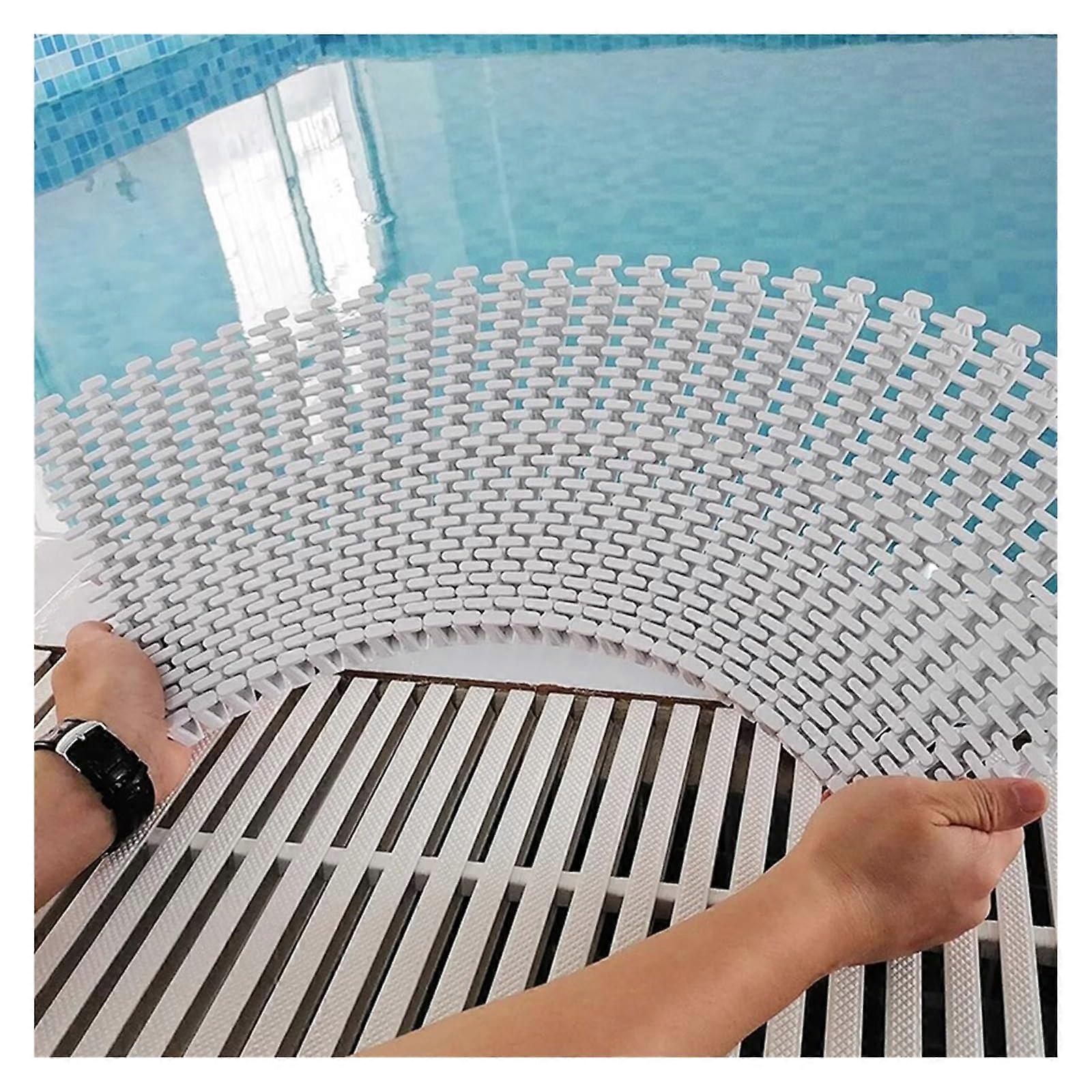 Swimming Pool Drain Grate with AntiSlip Surface, Interlocking Plastic Channel Cover 18x100cm