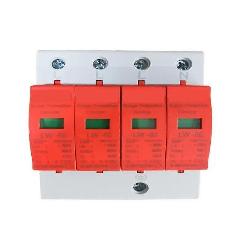 Surge Protector 80KA Three Phase 4 Pole with Earth Leakage Lightning Protection DIN Rail Mounted