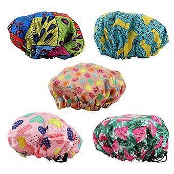 Prints Shower Caps Kids Girls Green Watermelon Style Quick Drying Cap 23x23cm 5Set