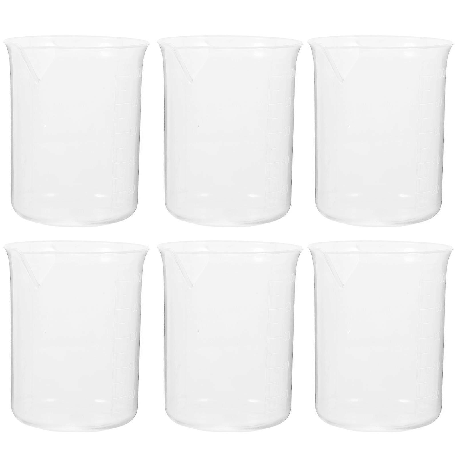 Plastic Beaker 6Pcs for Liquid Measuring and Storage in Laboratory Use