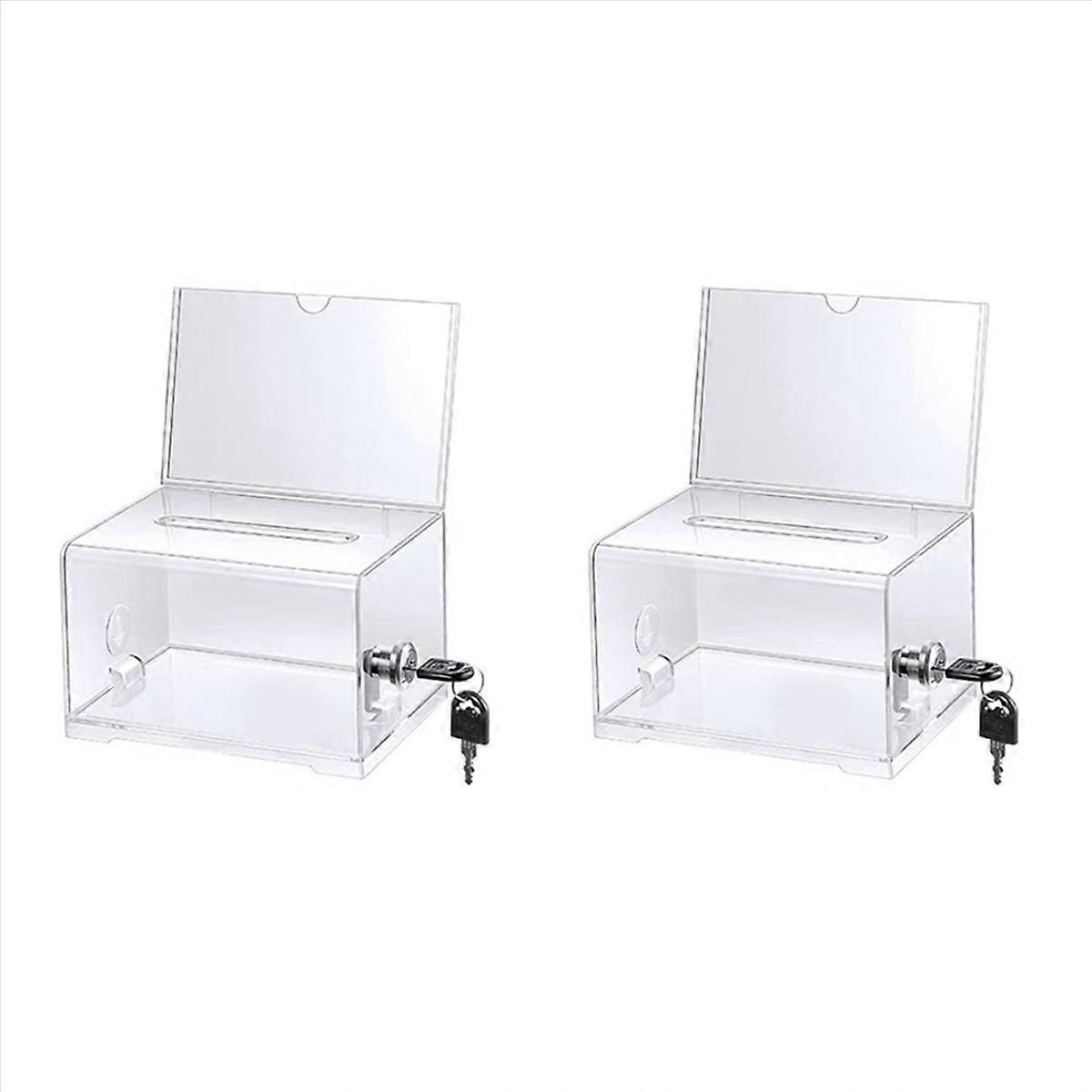 1 Pack Acrylic Donation Box with Lock, Clear Ballot Box