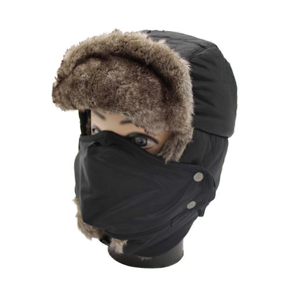 Trapper Hat Winter Balaclava Hat for Outdoor Warmth Black