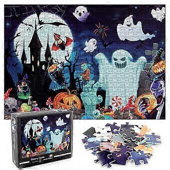 Halloween Jigsaw Puzzle 1000 Pieces Thickened Paper Spooky Castle Design for Adults and Family Game