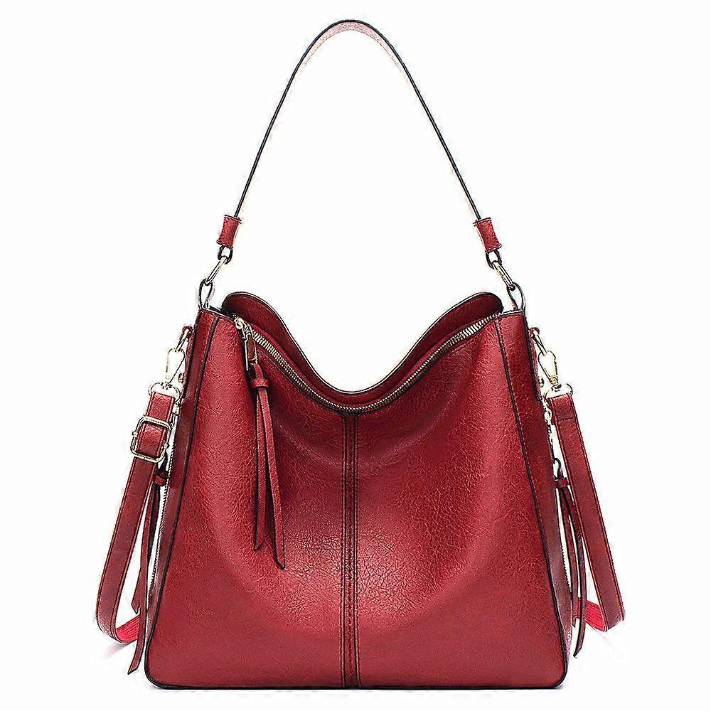 Large Capacity Adjustable Leather Tote Bag, Color: Red