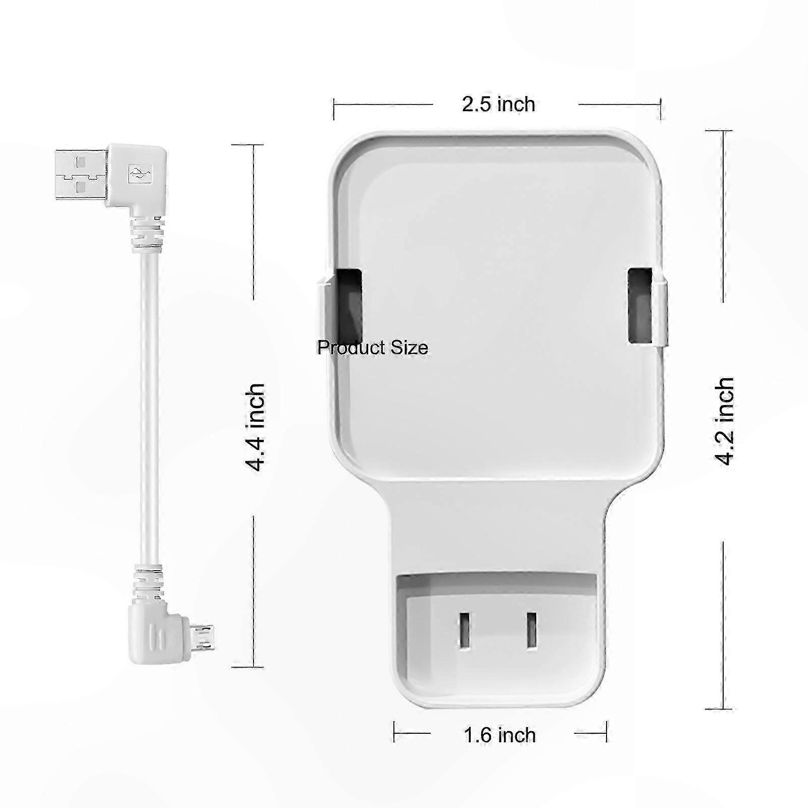 White Wall Mount Kit with Short Micro USB Cable for Sync Module 2