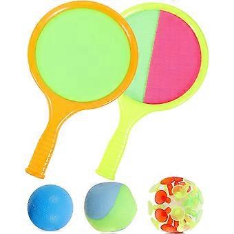 2 Sets Kinder Spielset Outdoor-Spielspielzeug für Kinder Tennis-Set Koordinationsspiel Spielzeug Werfen und Fangen Sport Ball Paddel Fangen und Werfen Spiel Eltern-Kind-Spo