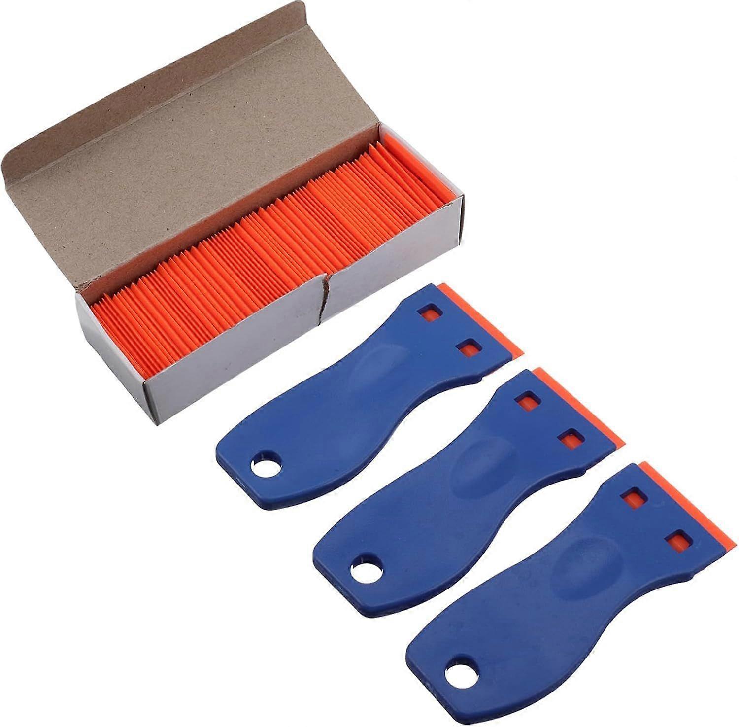 Cleaning scraper set with plastic handle, includes 3