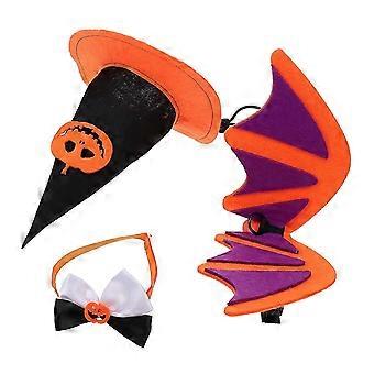 Collare per animali domestici di Halloween con ali di pipistrello e cappello a zucca per 1 set di costumi per animali domestici