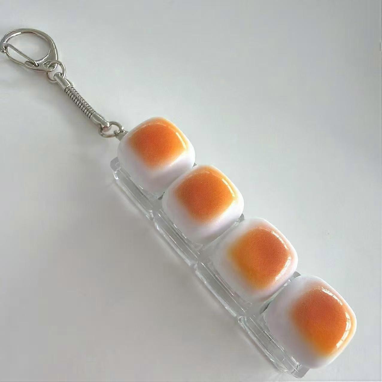 Caramel Bread Button Fidget Toy Keychain, 4-Key Press Decompression Accessory (2 Styles Available)