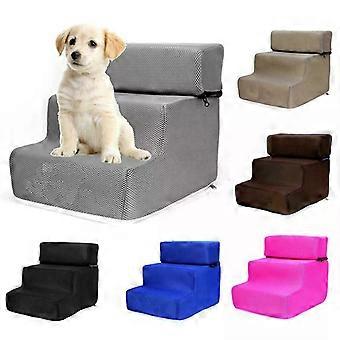 Easy 3 Steps Dog Stairs For High Bed Pet Cat Ramp Ladder With Removable Top