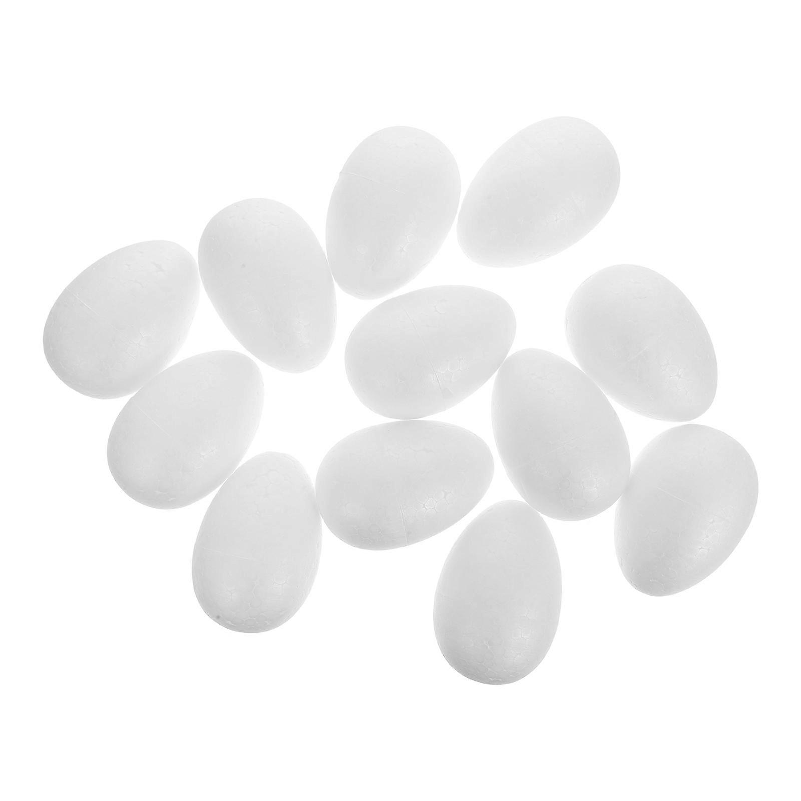 Craft Polystyrene Foam Eggs White for Easter DIY 12Pcs Package