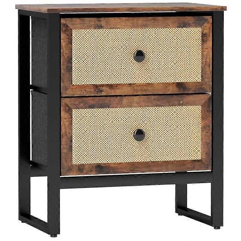 Industrial-Natural Bedside Table - Brown