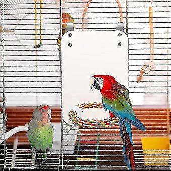 Bird Stand Rope Perch With Mirror Parrot Toy, Bird Mirror compatible with Parakeets Cage Parrot Mirror With Rope
