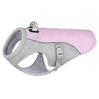Chaleco de verano para perros, ropa refrescante, arnés, protección UV, ropa de malla a prueba de fugas con tira reflectante de seguridad, color rosa, talla M.