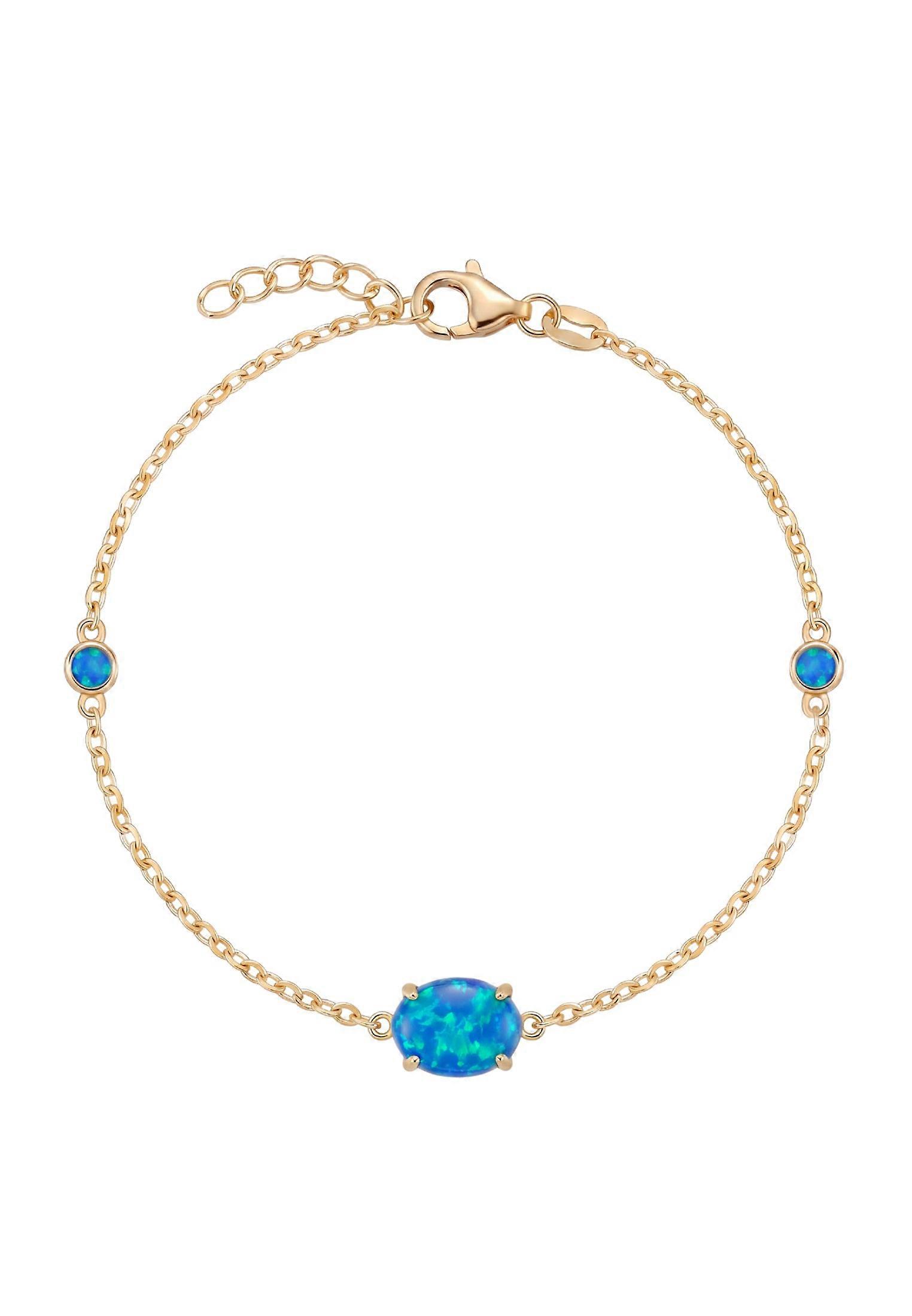 Oval Blue Opal Bracelet Gold by Latelita for Women, 925 Sterling Silver with 18ct Gold Plating, Adjustable 17-20cm