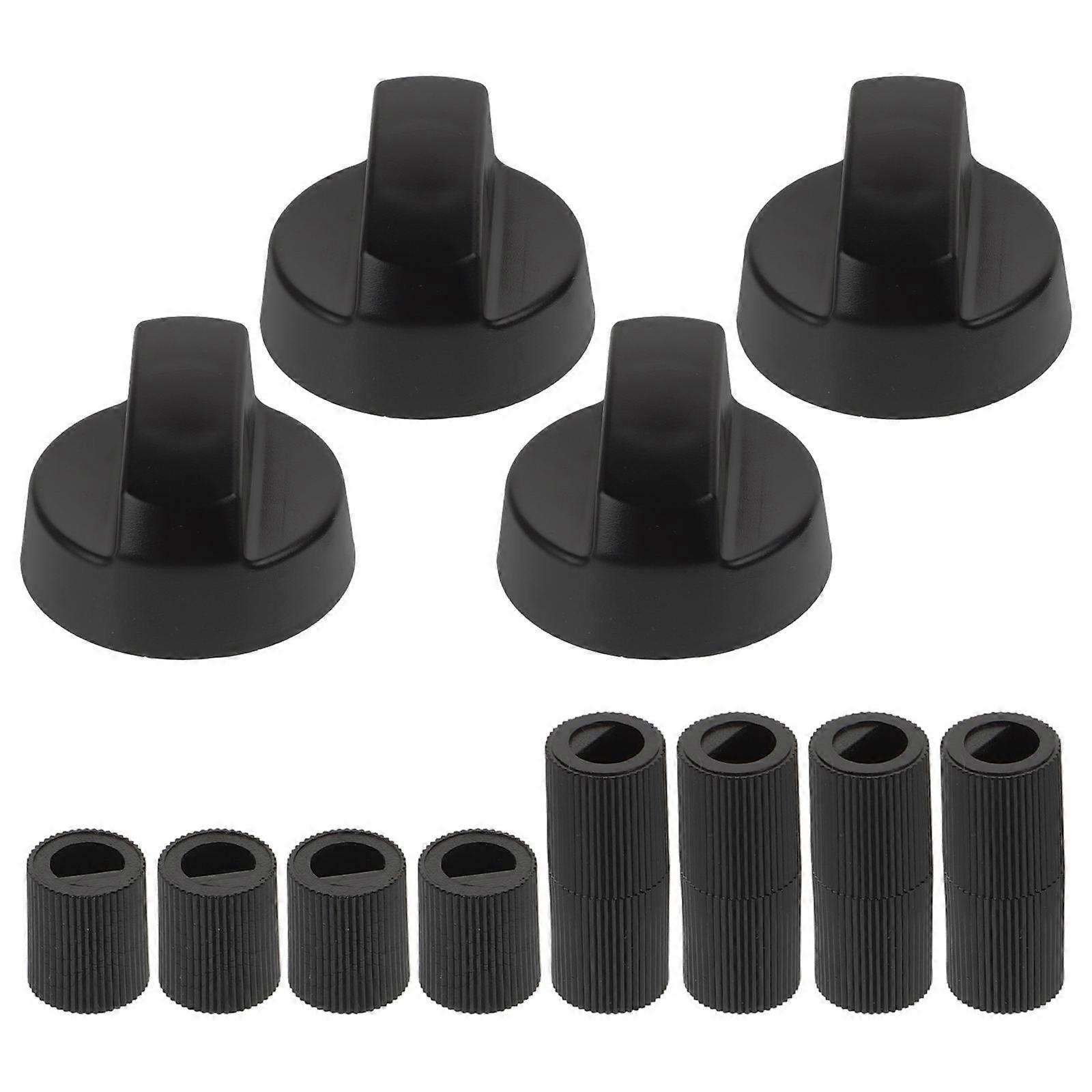 4 Pack Universal Control Knobs With 12 Adapters Plastic Stove Knobs Replacement Parts Compatible For Oven Stove Or Ranges Black