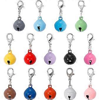 Conjunto de 14 sinos coloridos para coleiras de cães e gatos, sinos altos com fechos, sinos de metal duráveis ​​para acessórios de animais de estimação e artesanato DIY.