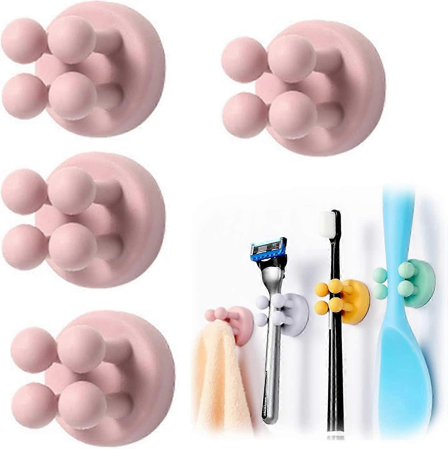 4 Pcs Toothbrush Holder, Pink