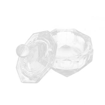 Nail Dappen Dish Glass Crystal Bowl with Lid for Acrylic Liquid Nail Art, Stable Base