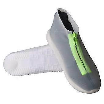 Waterproof Silicone Shoe Covers with Zipper, NonSlip Reusable Protectors for Men, Women and Kids (Transparent, Small)