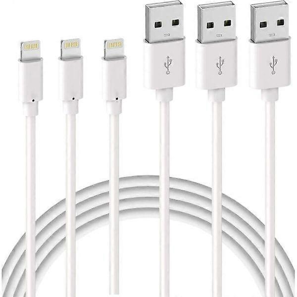 3-pack 2 m iPhone charging cable, USB to Lightning cable, iPhone cable compatible with iPhone white