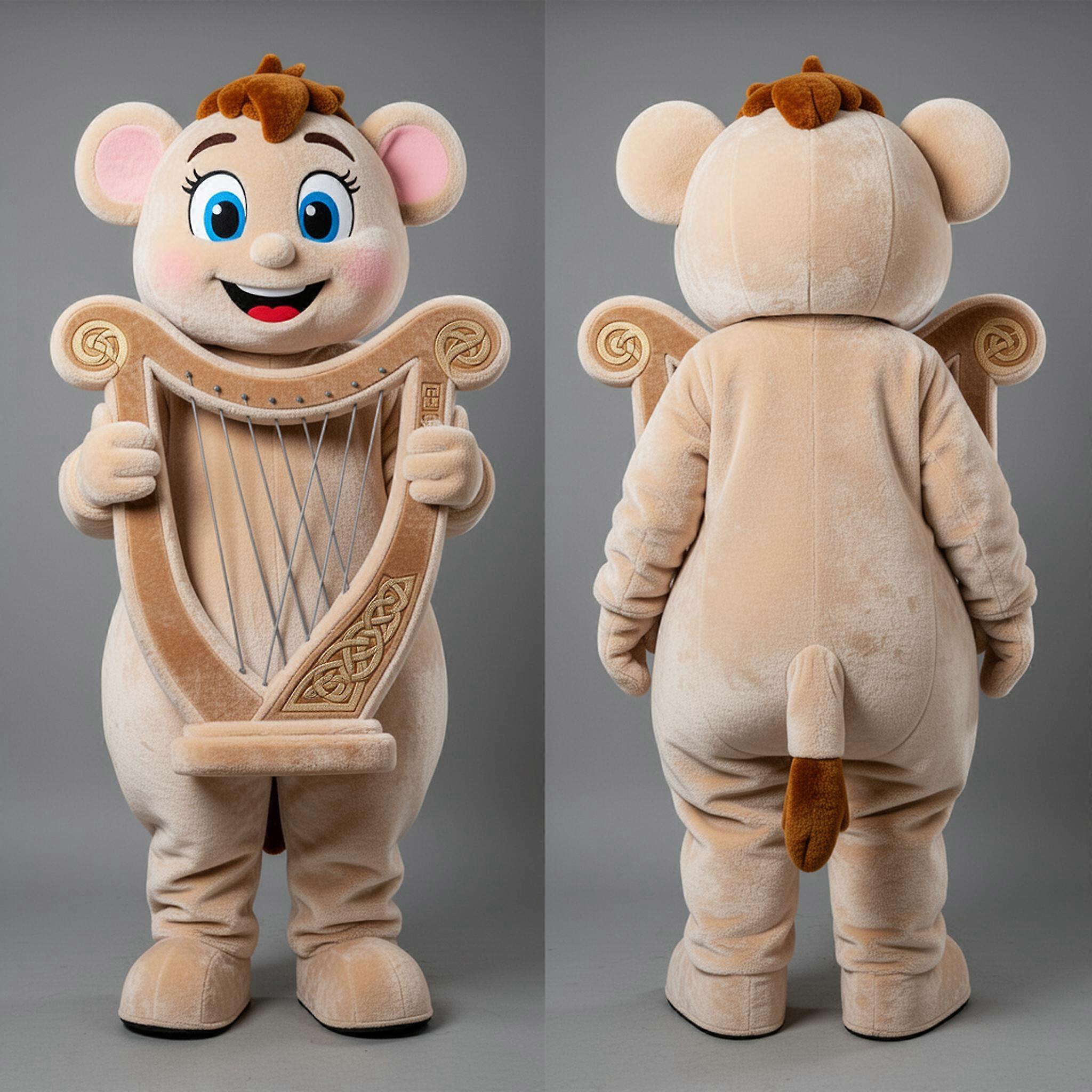 MASTICOT Beige Padded Celtic Harp Mascot