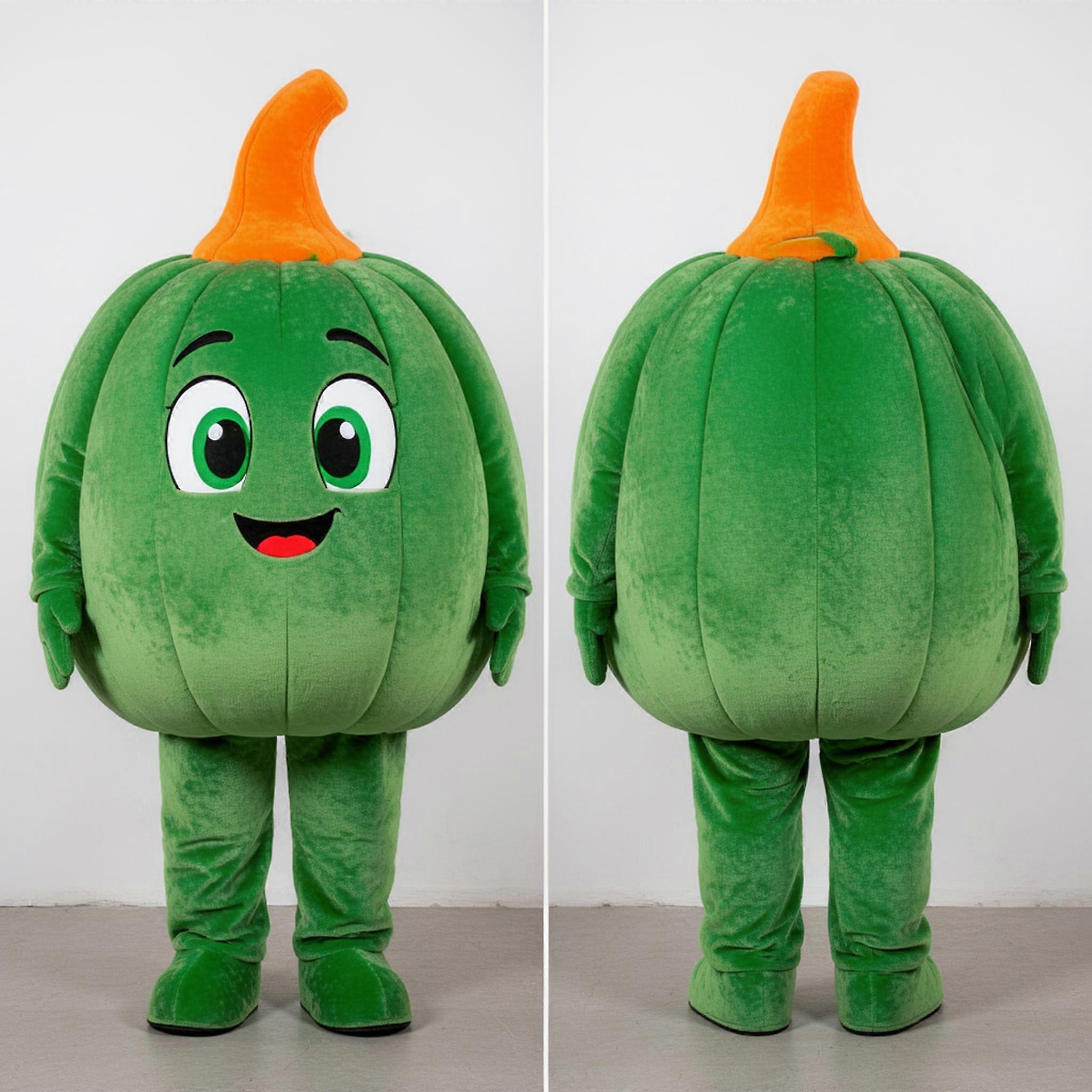 MASTICOT Orange And Green Rounded Pumpkin Mascot
