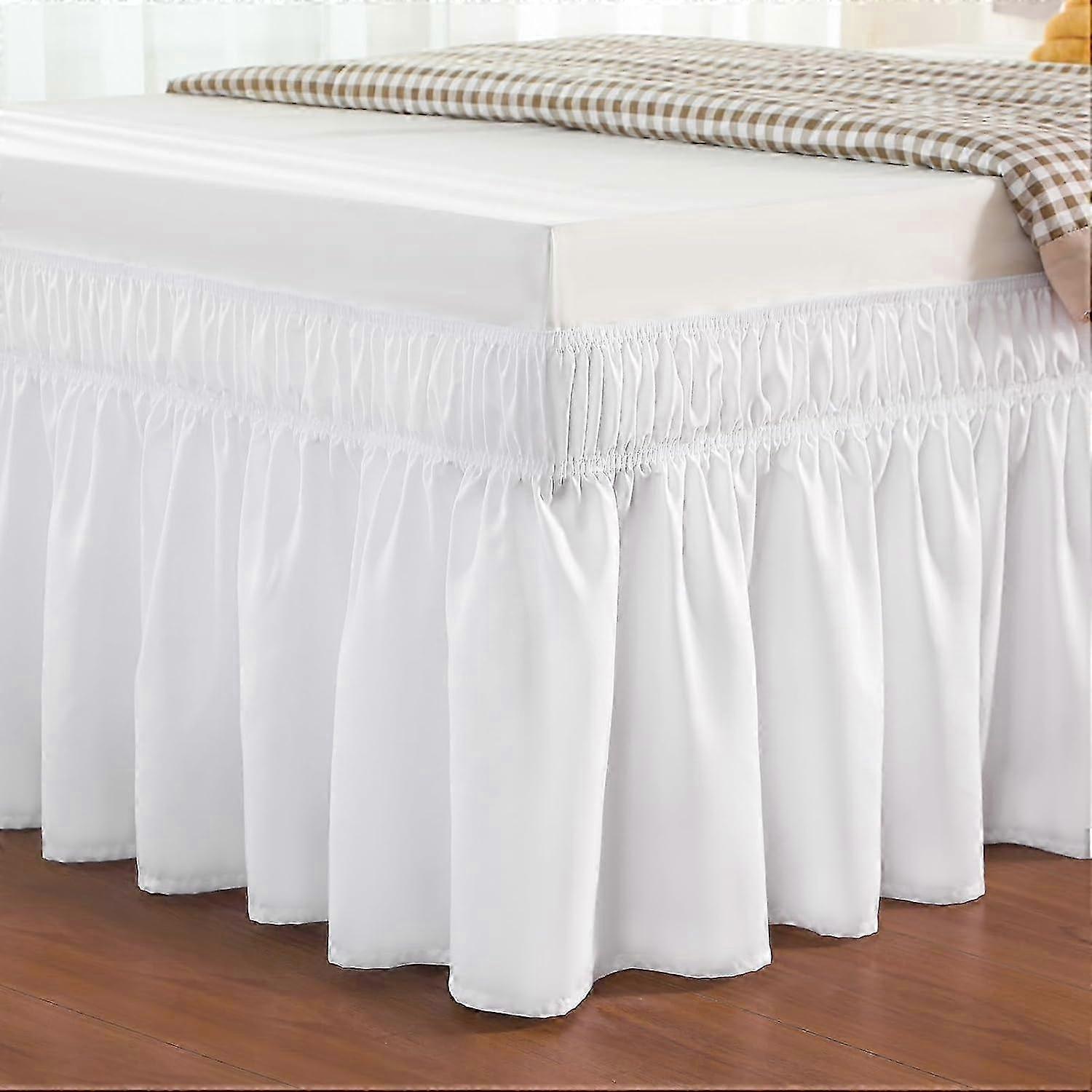 White 40cm Drop Pleated Bed Valance
